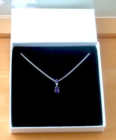 BOXED GIFT/Sterling Silver Amethyst & Cz Pendant & Chain/Amethyst Necklace/Amethyst Jewellery/Amethyst Jewelry/UK