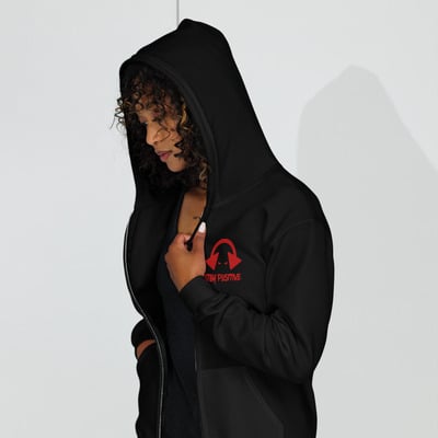 Red stay positive with gallo locknez logo on back unisex heavy blend zip hoodie