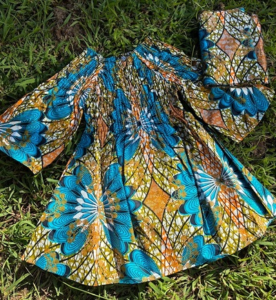 Golden Radiance Toddler Dress w/ Headwrap 