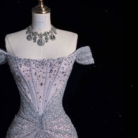  Handmade Light Pink Strapless Prom Dress – Long Sequined Lace Evening Gown for Parties, Receptions & Engagements - Thumbnail 4