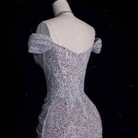  Handmade Light Pink Strapless Prom Dress – Long Sequined Lace Evening Gown for Parties, Receptions & Engagements - Thumbnail 7