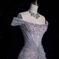  Handmade Light Pink Strapless Prom Dress – Long Sequined Lace Evening Gown for Parties, Receptions & Engagements - Thumbnail 9