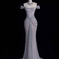  Handmade Light Pink Strapless Prom Dress – Long Sequined Lace Evening Gown for Parties, Receptions & Engagements - Thumbnail 1