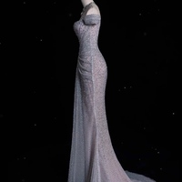  Handmade Light Pink Strapless Prom Dress – Long Sequined Lace Evening Gown for Parties, Receptions & Engagements - Thumbnail 11