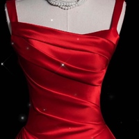 Luxurious Red Satin Prom Dress,Off Shoulder Red Ball Gown, Red Satin Maxi Dress,Evening Gowns,Wedding Party Dress,Formal Dress - Thumbnail 3