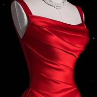 Luxurious Red Satin Prom Dress,Off Shoulder Red Ball Gown, Red Satin Maxi Dress,Evening Gowns,Wedding Party Dress,Formal Dress - Thumbnail 5