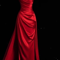 Luxurious Red Satin Prom Dress,Off Shoulder Red Ball Gown, Red Satin Maxi Dress,Evening Gowns,Wedding Party Dress,Formal Dress - Thumbnail 7