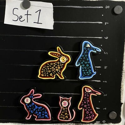 Five hand-painted magnets (set 1)
