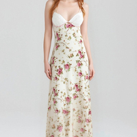 Lace Splicing Fashion Casual Peony Printed Suspender Maxi Dress - Thumbnail 1