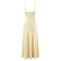 Lace splicing drape temperament slim satin suspender long dress - Thumbnail 1