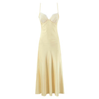 Lace splicing drape temperament slim satin suspender long dress - Thumbnail 3