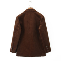 Retro brown corduroy suit jacket for loose going out - Thumbnail 2
