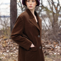 Retro brown corduroy suit jacket for loose going out - Thumbnail 1