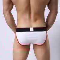 White 3PK Men's sexy underwear lingerie cotton blend high-leg pouch briefs underpants L410 - Thumbnail 3