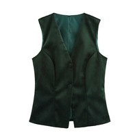 Fashionable slim fit V-neck velvet buckle lining jacket vest - Thumbnail 3