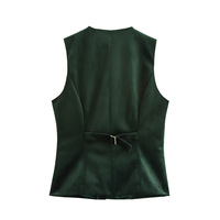 Fashionable slim fit V-neck velvet buckle lining jacket vest - Thumbnail 4