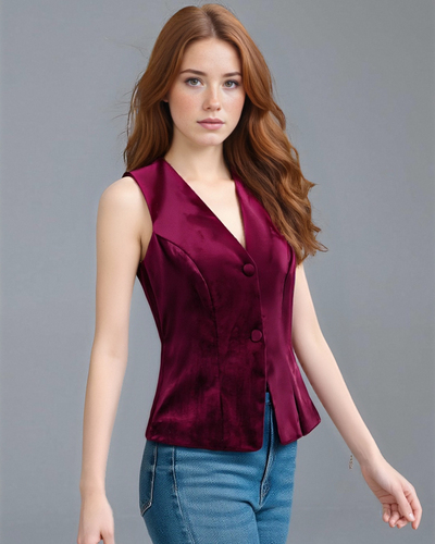 Fashionable slim fit V-neck velvet buckle lining jacket vest