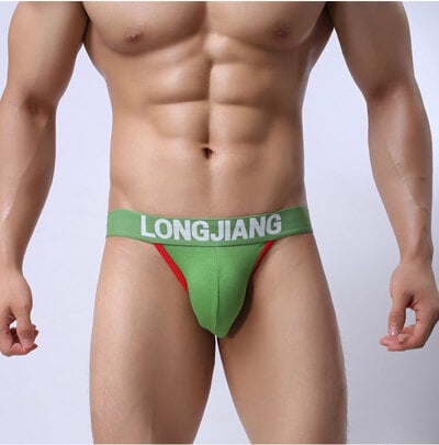 Green 3PK Men's sexy underwear lingerie cotton blend high-leg pouch briefs underpants L410