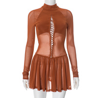 Fashionable see-through hollowed-out hip dress - Thumbnail 1