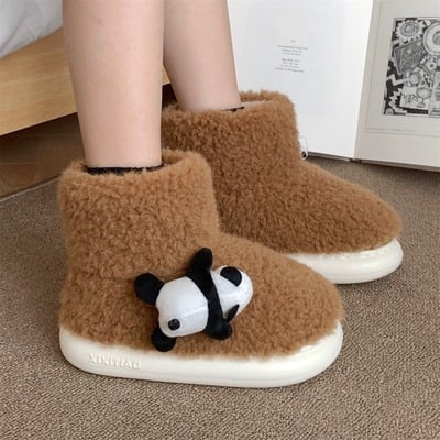 Fuzzy panda snow boots