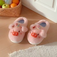 Pink Piggy Plush Slippers - Thumbnail 5