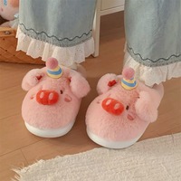 Pink Piggy Plush Slippers - Thumbnail 1