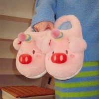 Pink Piggy Plush Slippers - Thumbnail 2