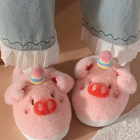 Pink Piggy Plush Slippers - Thumbnail 4