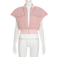 New autumn and winter zipper cardigan pocket waist-baring short cotton coat - Thumbnail 2