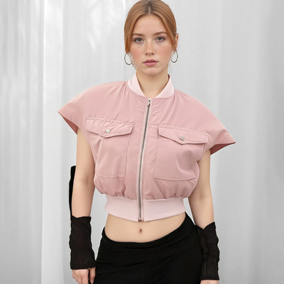 New autumn and winter zipper cardigan pocket waist-baring short cotton coat