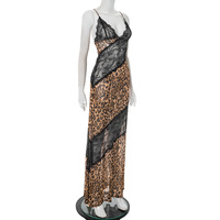 Leopard print lace deep V suspender fishtail maxi dress - Thumbnail 5