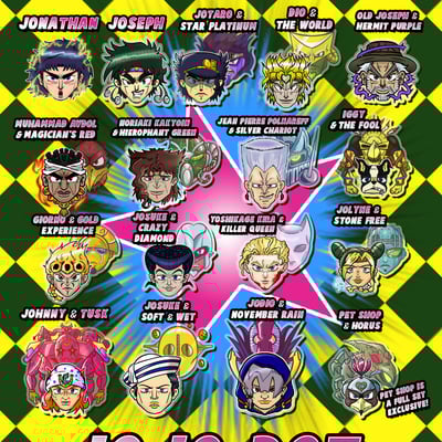 Jojo's bizarre dot sticker set