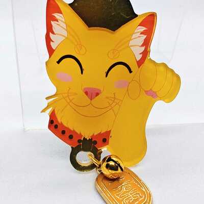 Foil acrylic pin - lucky cat