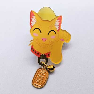 Foil acrylic pin - lucky cat