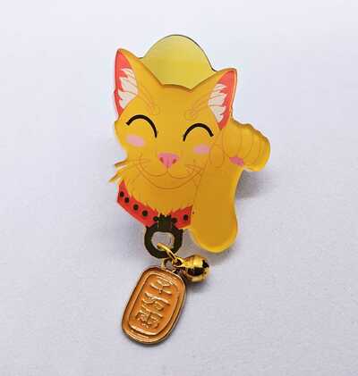 Foil Acrylic Pin - Lucky Cat