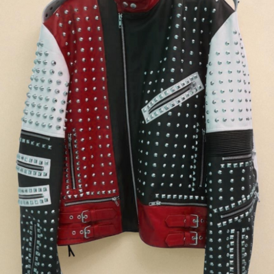 Crafted leather classic handmade men's fashion biker studded leather jacket