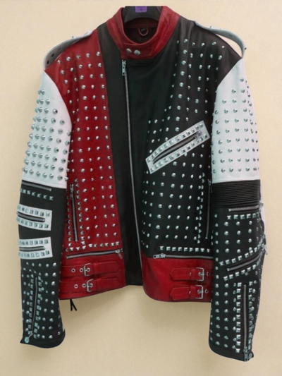 Crafted Leather Classic Handmade Men's Fashion Biker Studded Leather Jacket