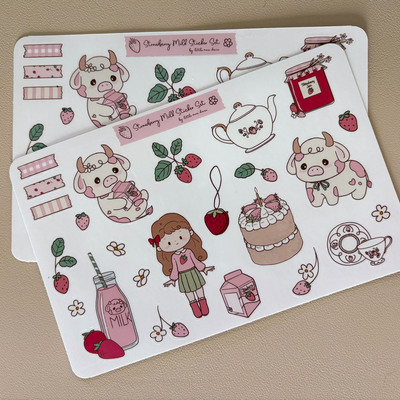 Strawberry milk sticker sheet