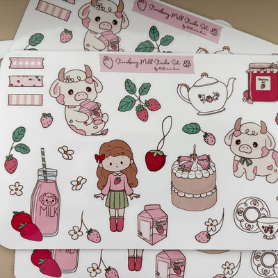 Strawberry milk sticker sheet
