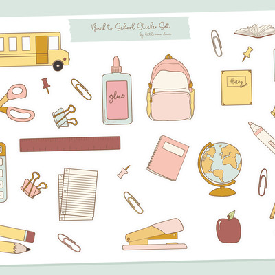 Back to school - pink sticker sheet