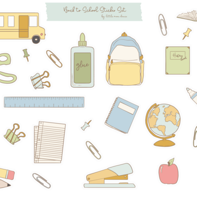 Back to school - blue sticker sheet