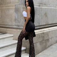 Black Sexy Elegant Glam Bootcut Pants – High Waist Slim Fit Elegance - Thumbnail 2