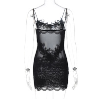 Sexy hot girl style see-through lace wrap chest splicing hip lace dress - Thumbnail 2