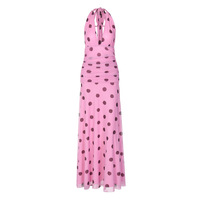Women's holiday style polka dot V-neck halter dress with backless tie waist - Thumbnail 5