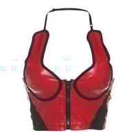 Sexy street style fashion all-match halterneck zipper vest - Thumbnail 2