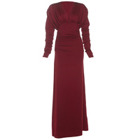 Fashionable and sexy tight pleated V-neck high waist long-sleeved dress - Thumbnail 1