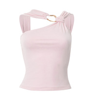 Solid color irregular collar metal decoration top - Thumbnail 1