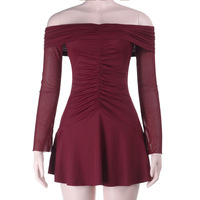 Elegant slim-fitting one-shoulder hip-wrapped dress with chest pads - Thumbnail 4