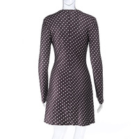 Temperament sexy V-neck long-sleeved polka dot dress - Thumbnail 1