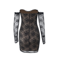 Fashion hot girl sexy one-shoulder lace patchwork hip skirt - Thumbnail 2